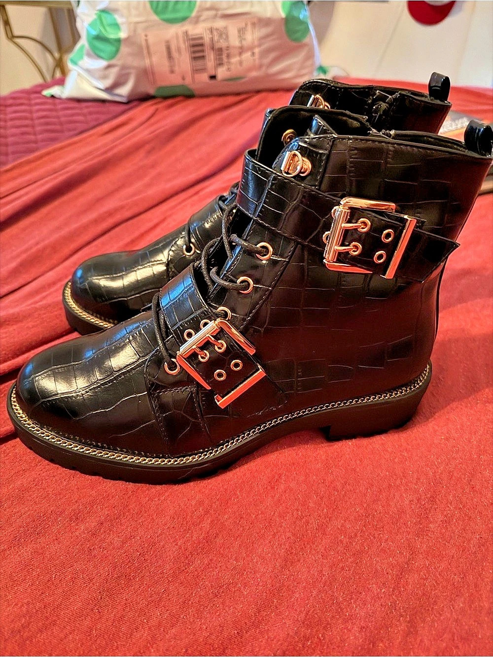 ASOS Gold Buckle Combat Boots